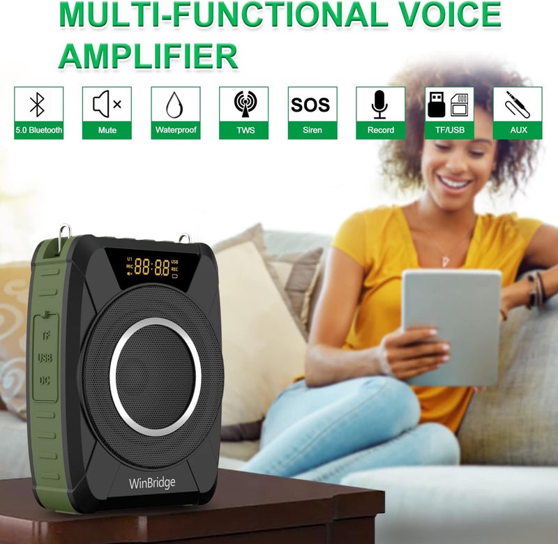 ResponseBridge Bluetooth 5.0 Voice Amplifier with Wireless Mic Headset, Waterproof Personal Microphone Wireless Voice Amplifier, 20W Loudly Portable Megaphone PA System for Teachers, Safety Drills, Outdoors Indoors - Image 2